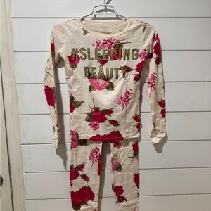 Floral Kids Pajamas - Cream and Pink